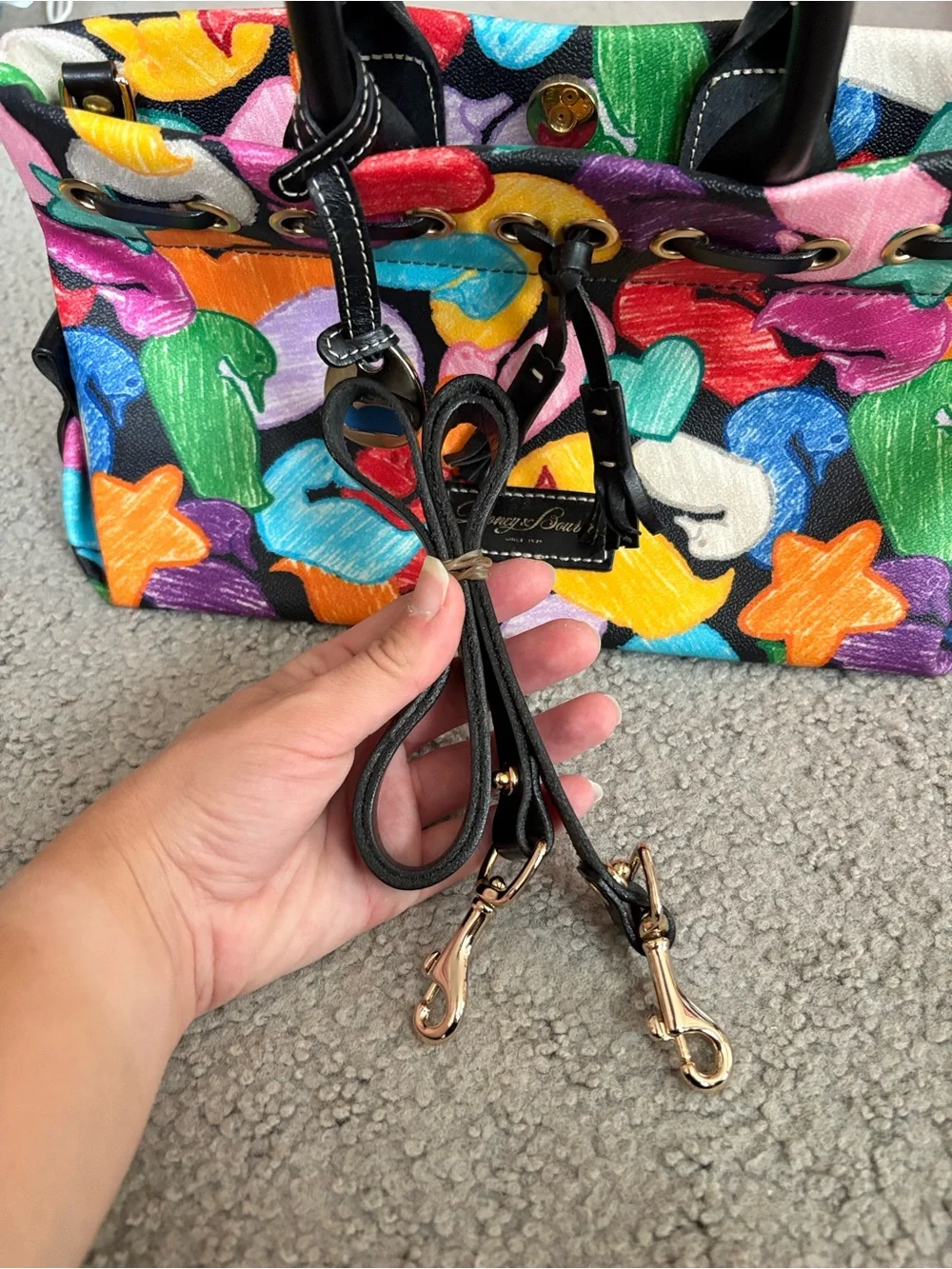 Dooney & Bourke Rainbow Wonder Duck Drawstring Tote